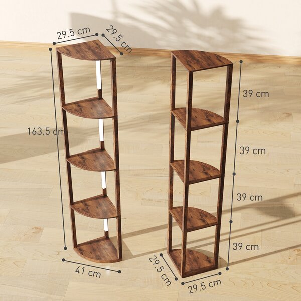 HOMCOM Floor Standing Lamp with Shelves, LED Floor Lamp with 3000K Dimmable Warm White Light for Living Room Bedroom, Rustic Brown Aosom UK
