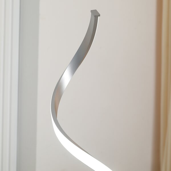 HOMCOM Dimmable Floor Lamp for Living Room, Modern Spiral Standing Lamp with 3 Adjustable Brightness and Square Base, Silver Aosom UK