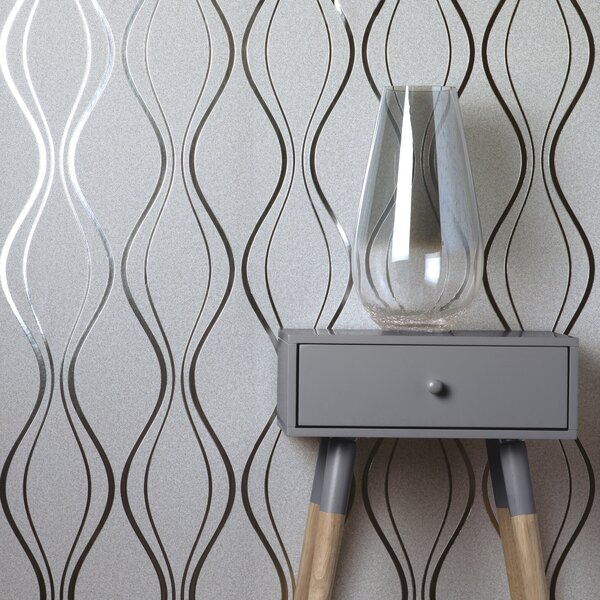 Platinum Rosco Foil Wave Wallpaper