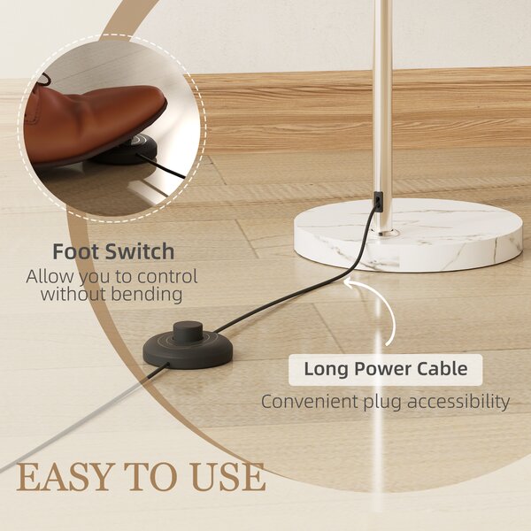 HOMCOM Floor Lamp for Living Room, Modern Standing Lamp with Shade & Foot Switch for Bedroom, Office, Orange