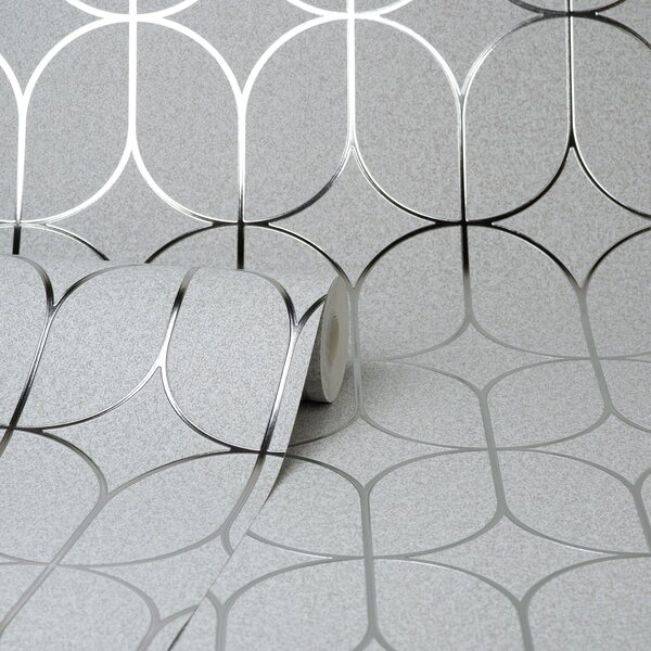 Platinum Rosco Trellis Foil Wallpaper