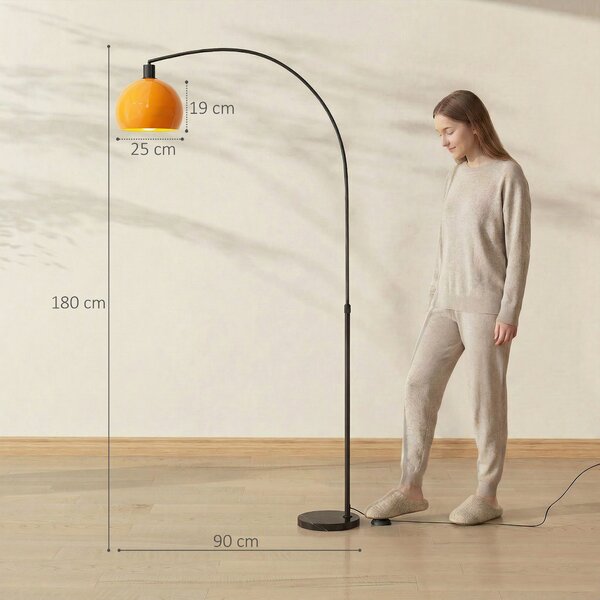 HOMCOM Floor Lamp for Living Room, Modern Standing Lamp with Shade & Foot Switch for Bedroom, Office, Black