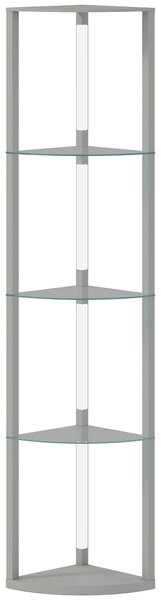 HOMCOM LED Floor Lamp with Shelves, Dimmable Standing Lamp with Foot Switch for Living Room, Bedroom, Grey