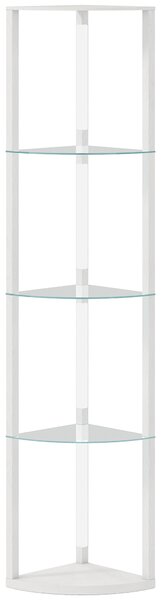 HOMCOM LED Floor Lamp with Shelves, Dimmable Standing Lamp with Foot Switch for Living Room, Bedroom, White