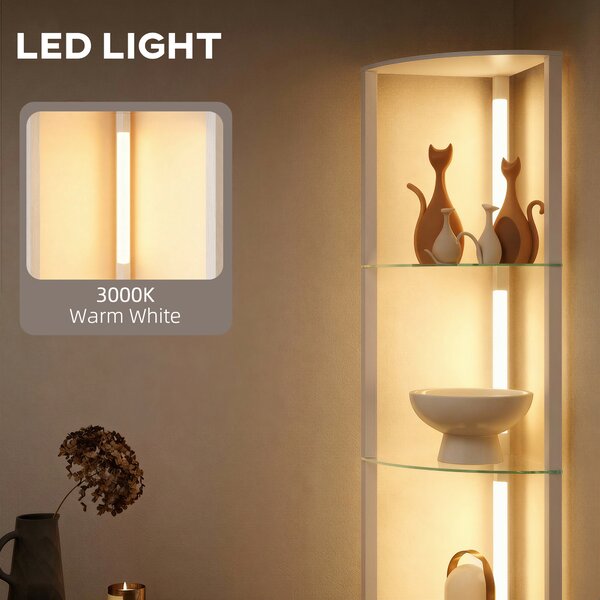 HOMCOM LED Floor Lamp with Shelves, Dimmable Standing Lamp with Foot Switch for Living Room, Bedroom, White