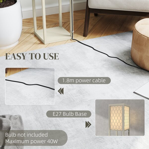 HOMCOM Three-Shelf Standing Lamp - Oak/White