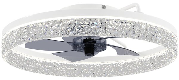 HOMCOM Ceiling Fan with Lights, Dimmable LED Mount Ceiling Fan Light with Remote App Control for Bedroom, White