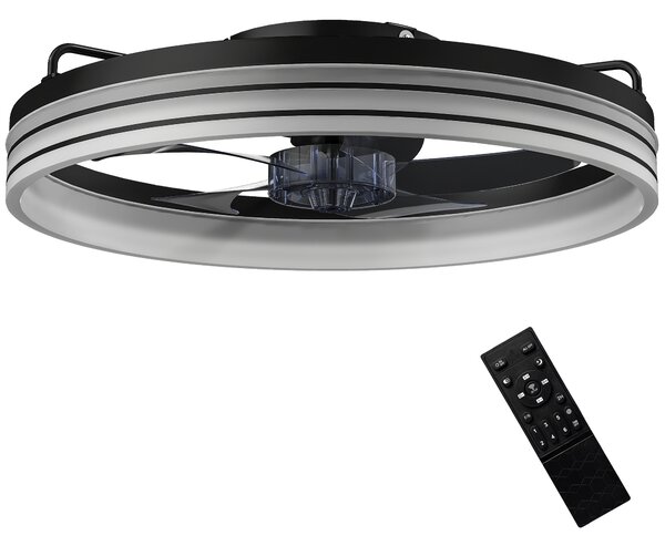 HOMCOM Ceiling Fans with Lights and Remote & App Control, 50cm LED Ceiling Fan Light with 3 Colour Temperatures, 6 Speed, Black