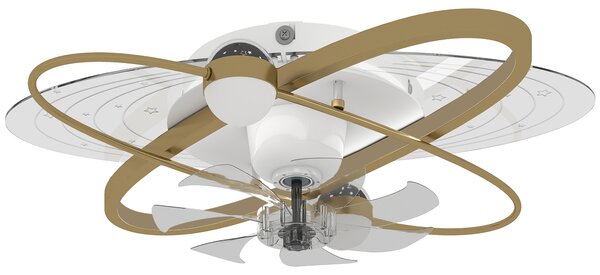 HOMCOM Ceiling Fan with Light and Remote, 3 Colour Temperatures, LED Mount Ceiling Fan Light for Bedroom, Gold Tone