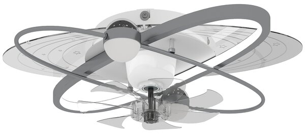 HOMCOM Ceiling Fan with Light and Remote, 3 Colour Temperatures, LED Mount Ceiling Fan Light for Bedroom, Silver Tone