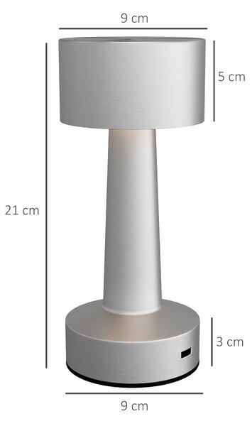 2 Pack Cordless Table Lamp, Touch LED Desk Lamp with Rechargeable Battery, 3 Colour, for Bedroom Living Room, Silver