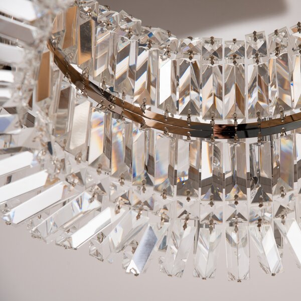 HOMCOM Crystal Ceiling Lights Set of 2, Modern Flush Chandeliers with Stainless Steel Base, Pendant Lights for Living Room Bedroom Dining Room, Silver Tone