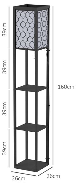 HOMCOM Three-Shelf Standing Lamps Set of 2 - Black