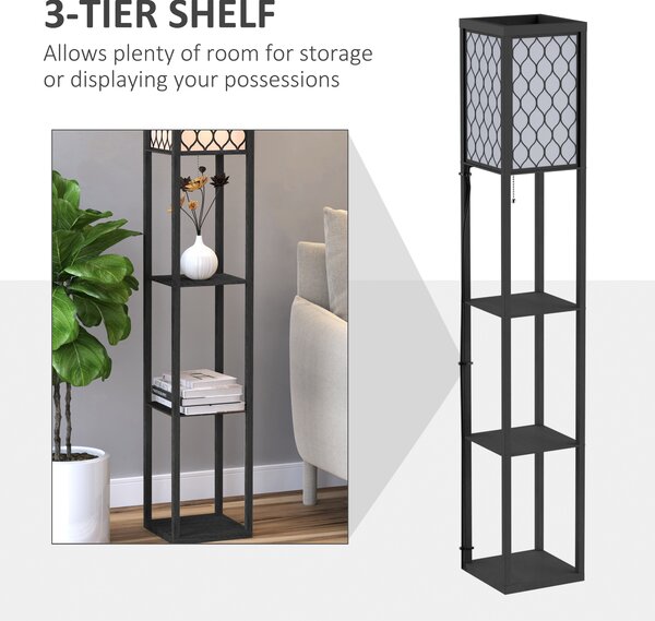 HOMCOM Three-Shelf Standing Lamps Set of 2 - Black