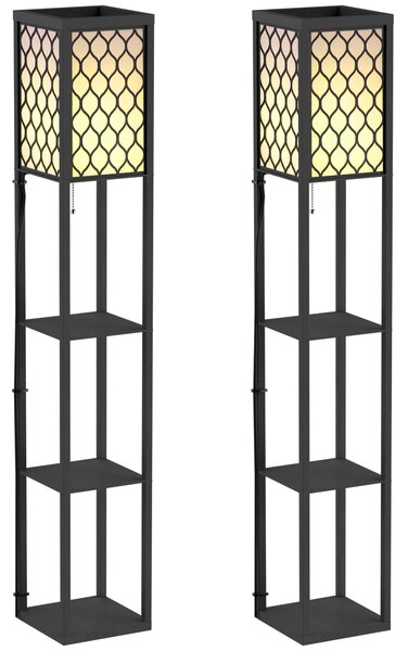 HOMCOM Three-Shelf Standing Lamps Set of 2 - Black