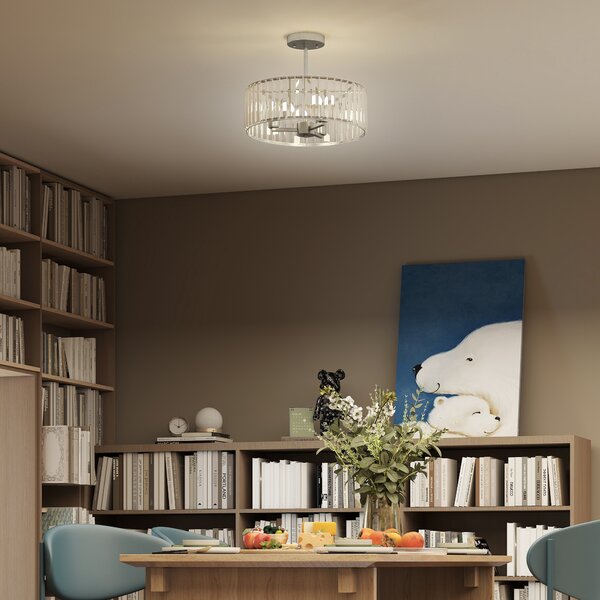 HOMCOM Crystal Ceiling Light Fixture Set of 2, Semi Flush Mount Modern Chandelier for Living Room, Bedroom and Hallway, 3-Lights with E14 Base, Silver Tone