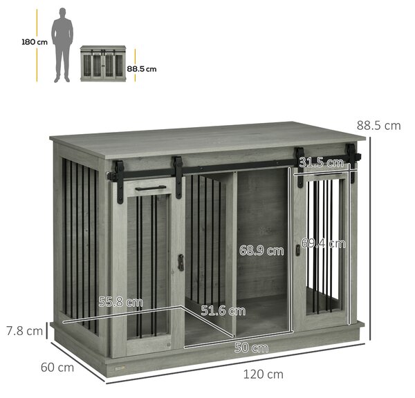 PawHut Dog Crate Furniture for Large Dogs, Double Dog Cage for Small Dogs