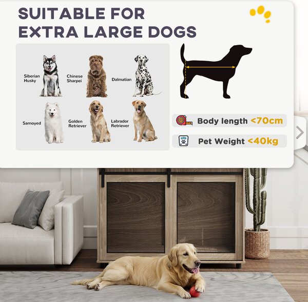 PawHut Dog Crate Furniture with Sliding Door for XL Dogs, Brown