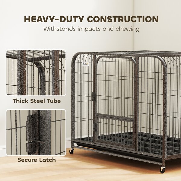 PawHut Heavy Duty Dog Crate,116 x 77 x 88 cm, Large Dog Cage for Small to Large Breeds