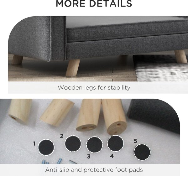 PawHut Dog Sofa Bed, Elevated Dog Couch for Medium and Small Dogs, with Soft Cushion, Removable and Washable Cover, Grey Aosom UK