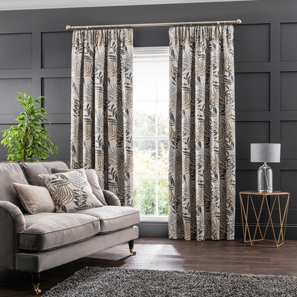 Leaf Jacquard Pencil Pleat Curtains