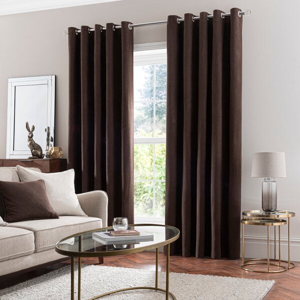 Luna Brushed Blackout Eyelet Curtains