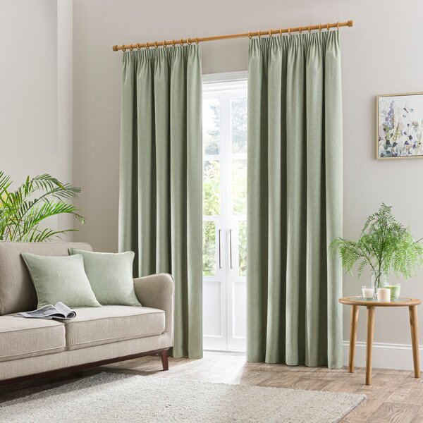 Luna Brushed Blackout Pencil Pleat Curtains