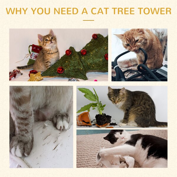 PawHut Cat Scratching Post Cat Tree with Condo Perch Interactive Mouse Toy, 45 x 33 x 70 cm, Brown Aosom UK