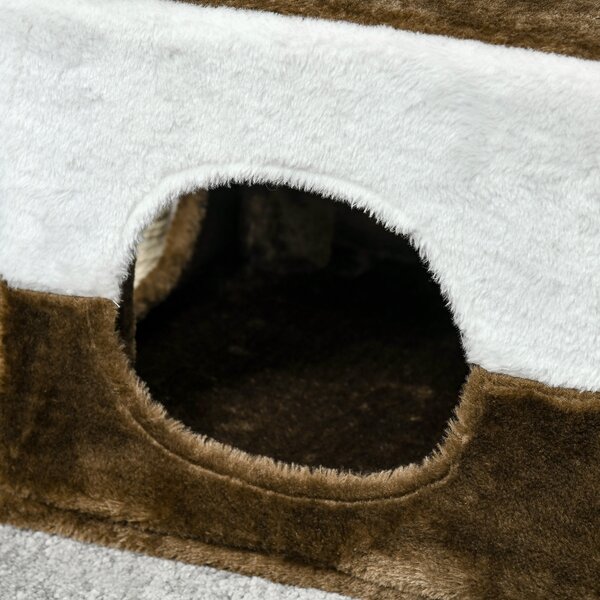 PawHut Cat Scratching Post Cat Tree with Condo Perch Interactive Mouse Toy, 45 x 33 x 70 cm, Brown Aosom UK