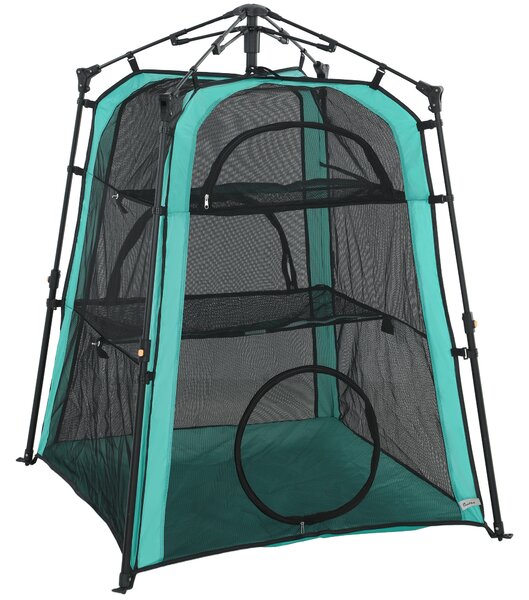 PawHut Cat Tent, 3-Tier Portable Pet Tent for Indoor Outdoor, Cat House with Multi-Door, Carry Bag, Breathable Mesh