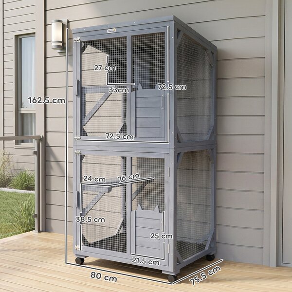 PawHut Movable Outdoor Catio with Resting Box, 3 Jumping Platforms, Waterproof Asphalt Roof for Outdoor Indoor