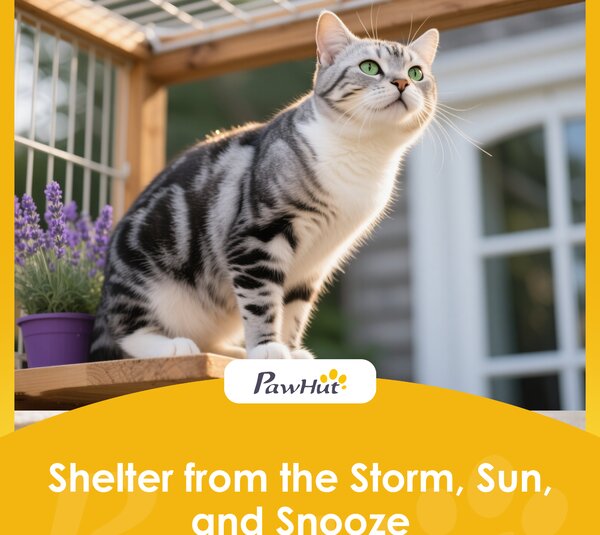 PawHut Movable Outdoor Catio with Resting Box, 3 Jumping Platforms, Waterproof Asphalt Roof for Outdoor Indoor