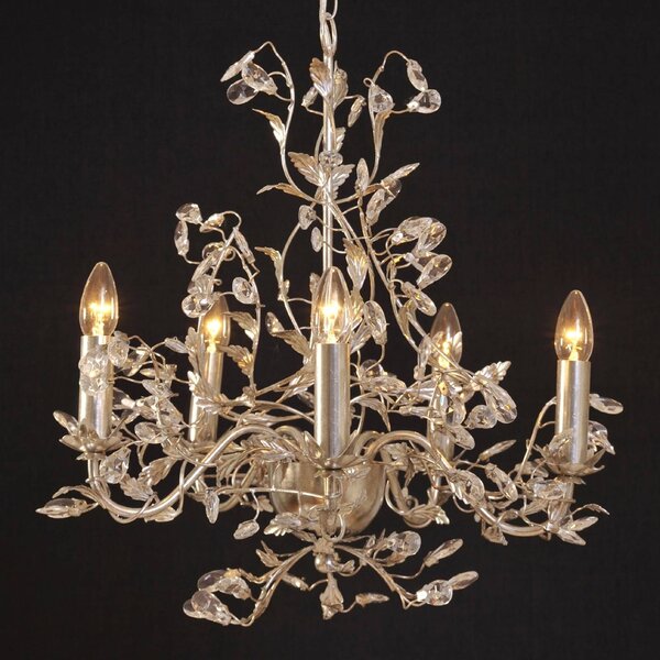 Exclusive chandelier Buono 5-bulb silver