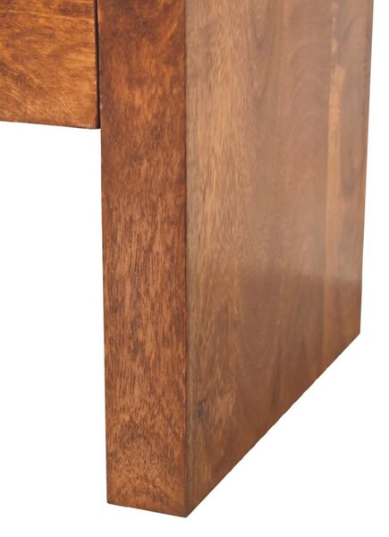 Solid Mango Wood Drum-Style Bedside Table with Smooth-Gliding Drawer, Handcrafted Desk with Stain Finish, 35L x 45W x 40H cm, Brown Aosom UK