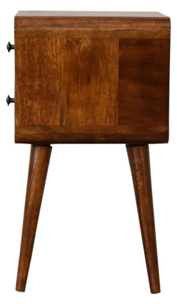Solid Mango Wood Bedside Table with Smooth-Gliding Drawers, Nordic Legs, Hand-Finished Desk for Living Room, 30L x 30W x 55H cm, Brown Aosom UK
