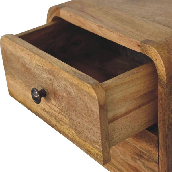 Solid Mango Wood Floating Bedside Table with 2 Smooth-Gliding Drawers, Desk with Sustainable Materials, 25L x 30W x 25H cm, Brown Aosom UK