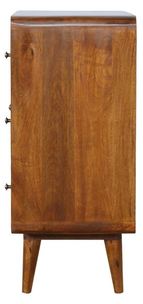 Wooden Chest of Drawers, 3-Drawers Storage Cabinet with Slim Tapered Leg for Bedroom, Brown Aosom UK