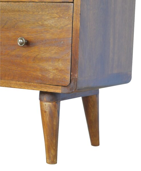 Wooden Chest of Drawers, 3-Drawers Storage Cabinet with Slim Tapered Leg for Bedroom, Brown Aosom UK