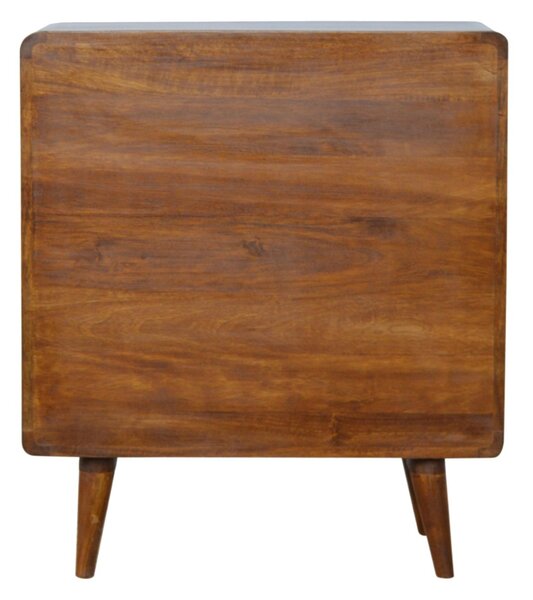 Wooden Chest of Drawers, 3-Drawers Storage Cabinet with Slim Tapered Leg for Bedroom, Brown Aosom UK