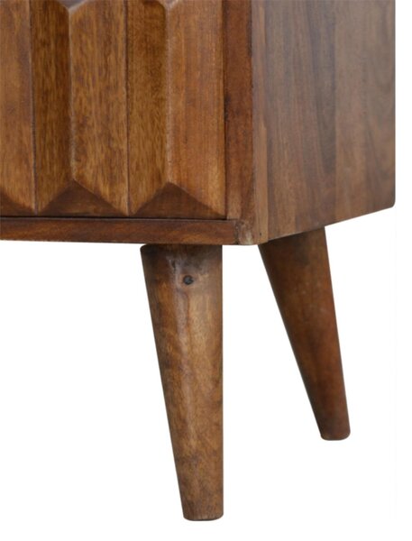 Solid Mango Wood Media Unit with Sliding Door and Open Slot Storage, Hand-finished Table with Unique Grain, 35L x 88W x 40H cm, Brown Aosom UK