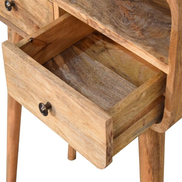 Narrow Console Table with 2 Drawers and Open Slot, Bedside Cabinet with Natural Finish Aosom UK