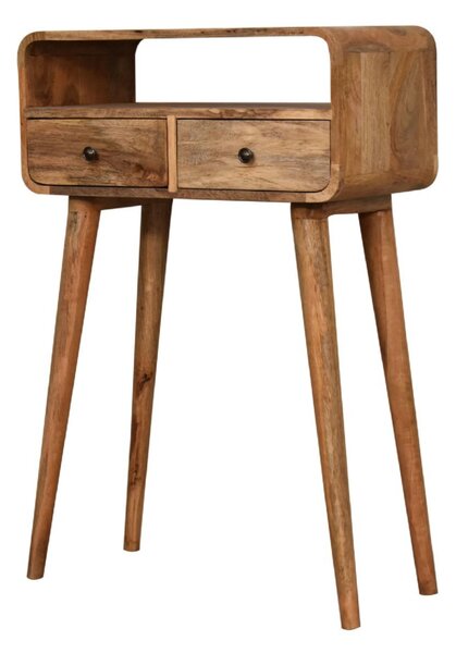 Narrow Console Table with 2 Drawers and Open Slot, Bedside Cabinet with Natural Finish Aosom UK