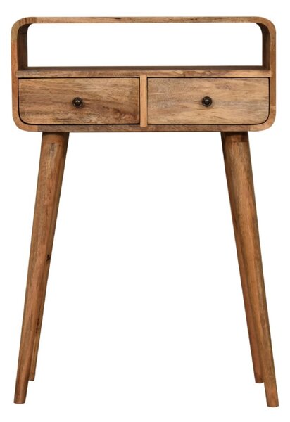 Narrow Console Table with 2 Drawers and Open Slot, Bedside Cabinet with Natural Finish Aosom UK
