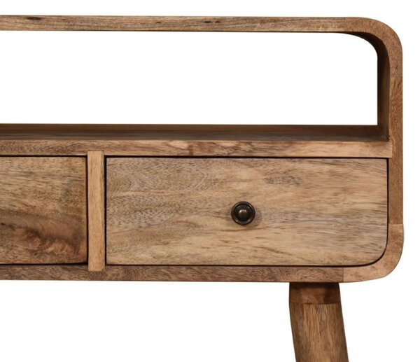 Narrow Console Table with 2 Drawers and Open Slot, Bedside Cabinet with Natural Finish Aosom UK