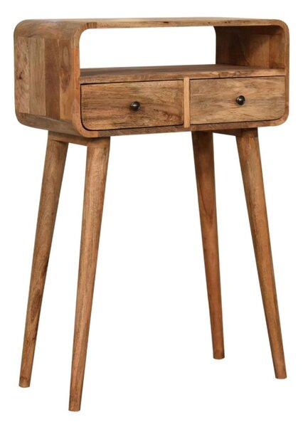 Narrow Console Table with 2 Drawers and Open Slot, Bedside Cabinet with Natural Finish Aosom UK