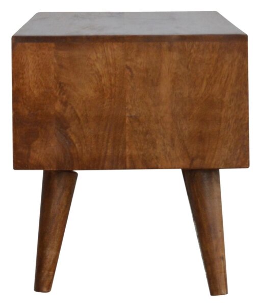 Solid Mango Wood Media Unit with Sliding Door and Open Slot Storage, Hand-finished Table with Unique Grain, 35L x 88W x 40H cm, Brown Aosom UK