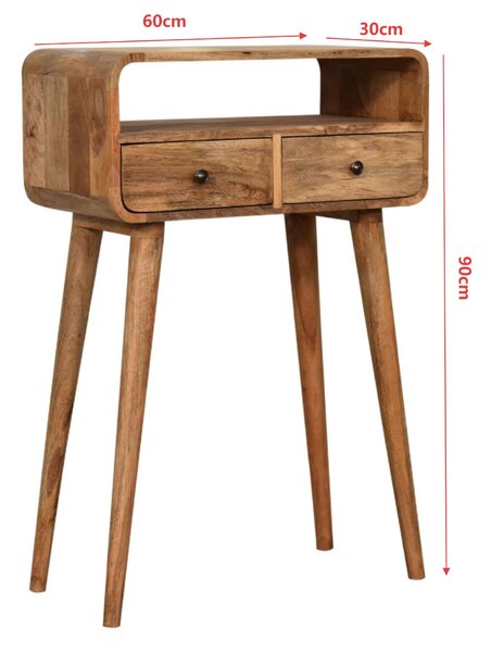 Narrow Console Table with 2 Drawers and Open Slot, Bedside Cabinet with Natural Finish Aosom UK