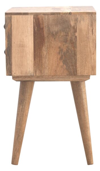 Solid Mango Wood Bedside Table with Nordic Legs and Clear Natural Finish, Bedside Cabinet with 2 Drawers, 35L x 45W x 57H cm, Brown Aosom UK