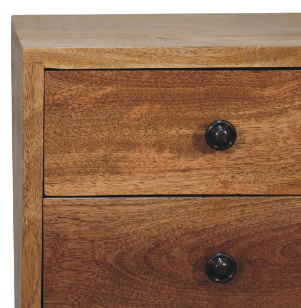 Mini Bedside Table with 2 Smooth-Gliding Drawers, Hand-finished Nightstand with Grain Pattern, 30L x 30W x 57H cm, Brown Aosom UK