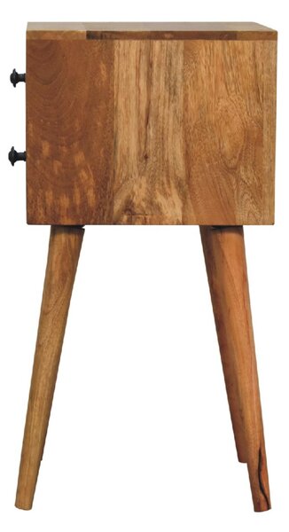 Mini Bedside Table with 2 Smooth-Gliding Drawers, Hand-finished Nightstand with Grain Pattern, 30L x 30W x 57H cm, Brown Aosom UK